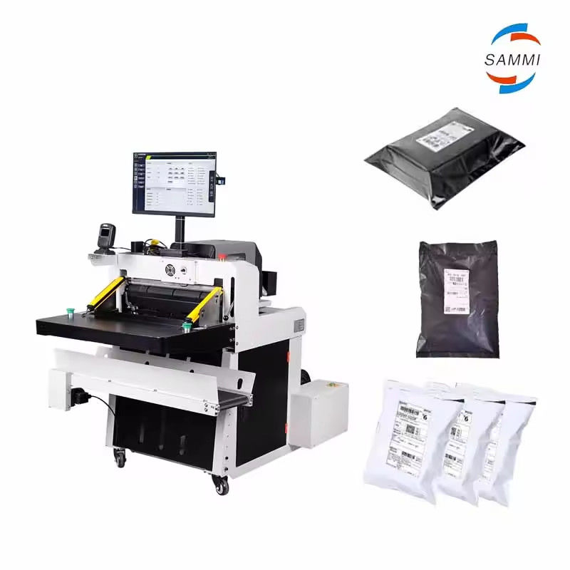 DFD-50I ব্যাগ সিলিং এবং লেবেলিং মেশিন স্বয়ংক্রিয় এক্সপ্রেস ব্যাগ প্যাকার ইকমার্স ব্যাগিং সিস্টেম প্যাকিং মেশিন অটো ব্যাগার