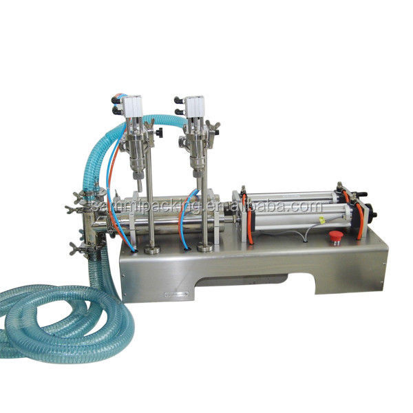 উচ্চমানের ডাবল হেডস নিউম্যাটিক পিস্টন মিল্ক ফিলিং মেশিন, তরল ডিটারজেন্ট,শ্যাম্পু,বাথ জেল ফিলার ((500-5000ml)