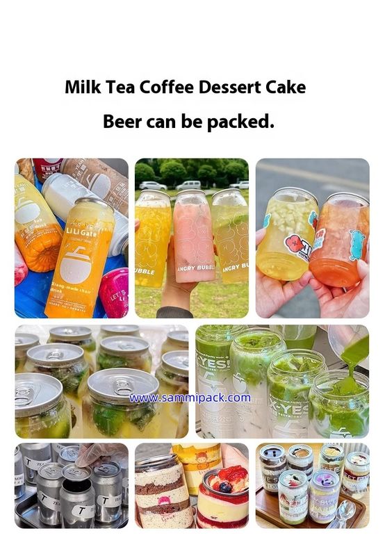 গরম বিক্রয় আধা স্বয়ংক্রিয় ক্যান সিলিং মেশিন পিইটি / অ্যালুমিনিয়াম / টিন ক্যানস পানীয়ের জন্য সিলার বুদবুদ চা সোডা রস কফি কারখানার দাম