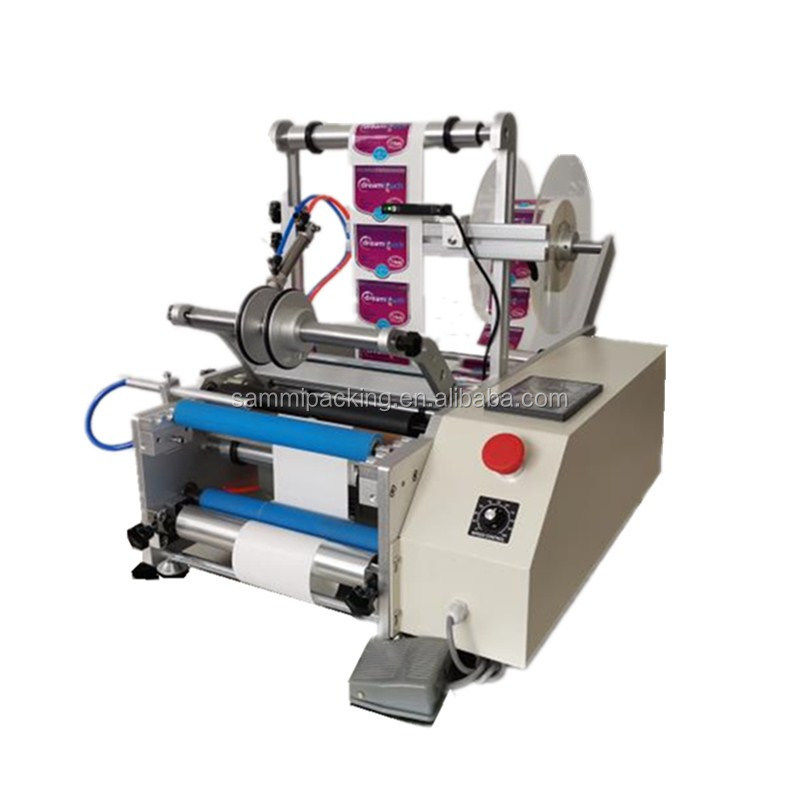 অর্ধ স্বয়ংক্রিয় ১০ মিলি কাঁচের বোতল একক/দ্বৈত পার্শ্ব স্টিকার লেবেল রাউন্ড বোতল লেবেলিং মেশিন