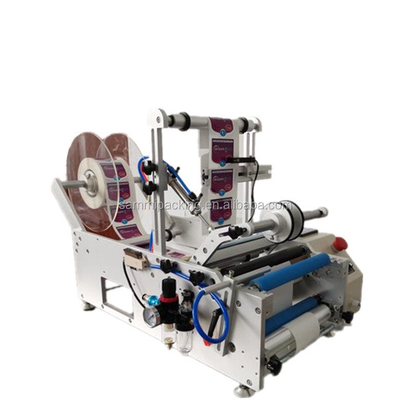 অর্ধ স্বয়ংক্রিয় ১০ মিলি কাঁচের বোতল একক/দ্বৈত পার্শ্ব স্টিকার লেবেল রাউন্ড বোতল লেবেলিং মেশিন