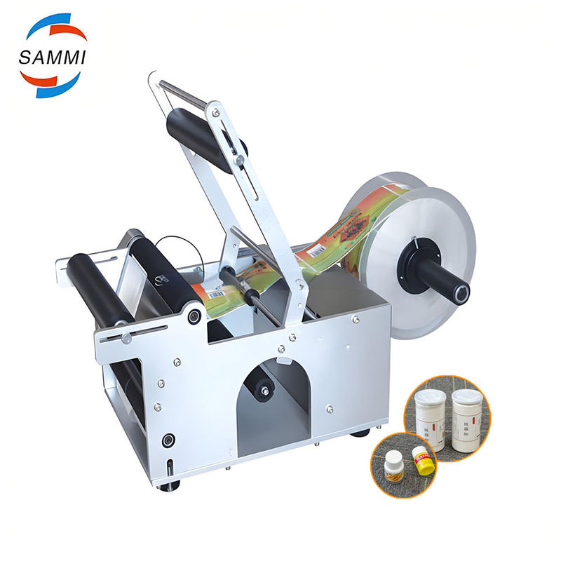 ছোট ডেস্কটপ বোতল প্যাকেজিং লেবেলিং মেশিন ম্যানুয়াল লেবেল মেশিনের পরিবর্তে স্বয়ংক্রিয় বৃত্তাকার বোতল লেবেলিং মেশিন