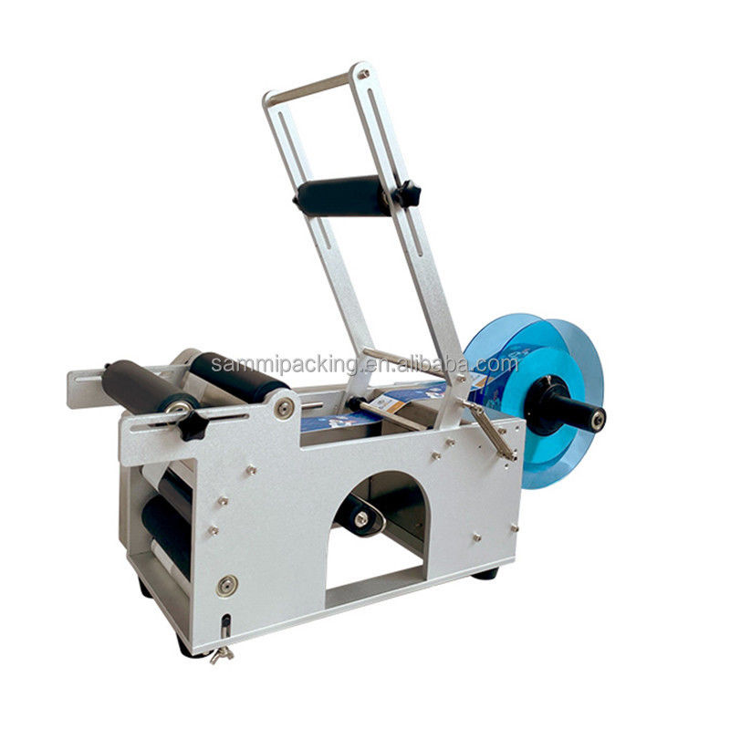 MT-50 গোলাকার বোতলগুলির জন্য আধা-স্বয়ংক্রিয় আঠালো স্টিকার লেবেলিং মেশিন ধাতব কাগজের জন্য জার গ্লাস প্যাকেজিং খাদ্য ব্যবহার-নতুন ব্যবহৃত