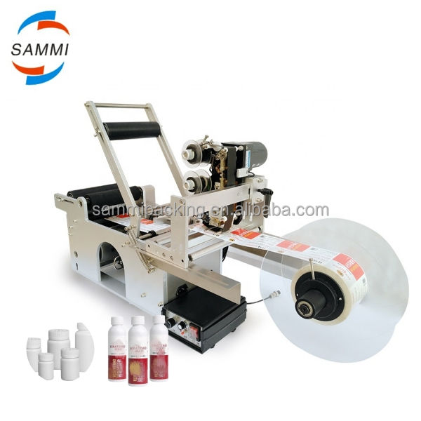 MT-50 গোলাকার বোতলগুলির জন্য আধা-স্বয়ংক্রিয় আঠালো স্টিকার লেবেলিং মেশিন ধাতব কাগজের জন্য জার গ্লাস প্যাকেজিং খাদ্য ব্যবহার-নতুন ব্যবহৃত