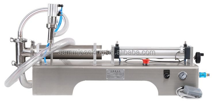 উচ্চ দক্ষতা একক মাথা পিস্টন তরল ভর্তি মেশিন, বোতল / ক্যান জন্য জল তেল রস পানীয় ভর্তি মেশিন 100-1000ml