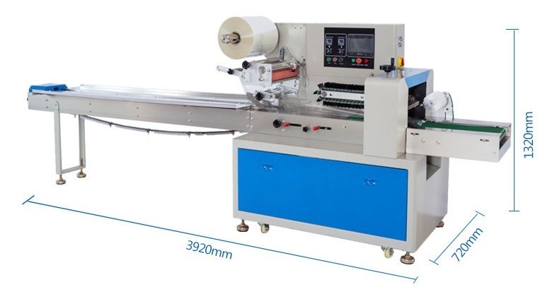 ছোট বিস্কুট কুকি ফ্লো প্যাক মেশিনের জন্য ডুয়াল ফ্রিকোয়েন্সি ফ্লো প্যাক মেশিন ফুড পিলো প্যাকিং মেশিন