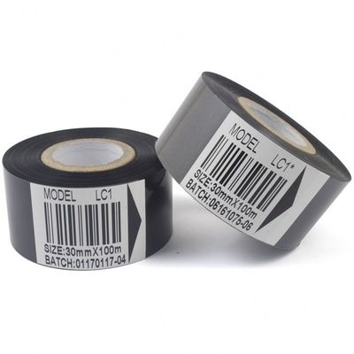 কালো প্লাস্টিকের হট ফয়েল রিবন 25mm 30mm 35mm মেয়াদ শেষ হওয়ার তারিখ প্রিন্টারের জন্য