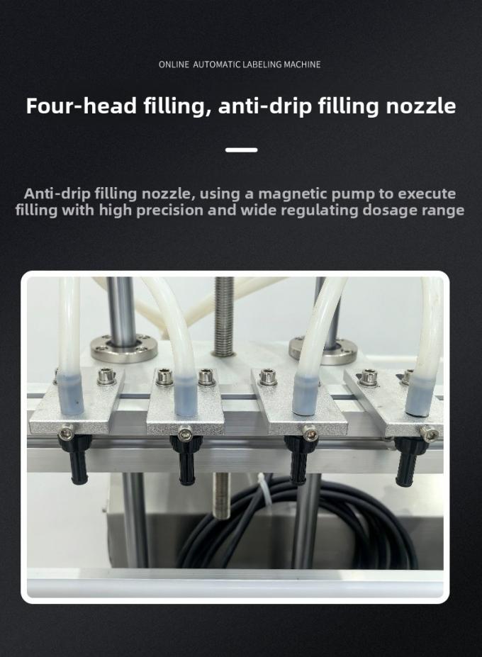 উচ্চ গতির স্বয়ংক্রিয় ডেস্কটপ 4 হেড চৌম্বক পাম্প তরল ভরাট ক্যাপিং মেশিন পানীয় জল স্বয়ংক্রিয় ভরাট ক্যাপিং জন্য 3